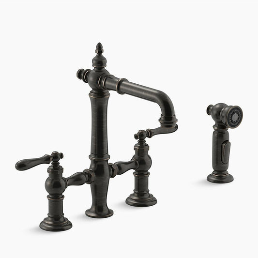 Artifacts Bridge Bar Kitchen Faucet in Oil-Rubbed Bronze with Lever Handles