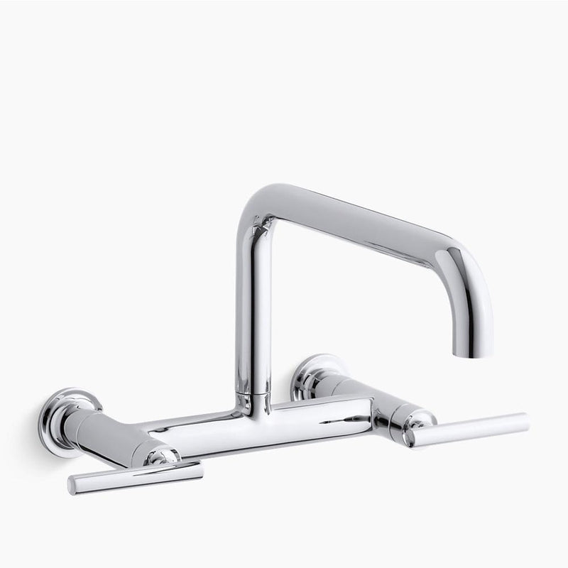 Purist Wall Mount Bridge Kitchen Faucet in Polished Chrome