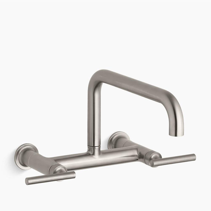 Purist Wall Mount Bridge Kitchen Faucet in Vibrant Stainless