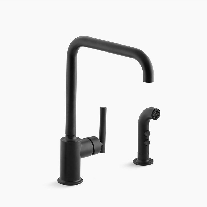 Purist Single-Handle Kitchen Faucet in Matte Black with Side Spray