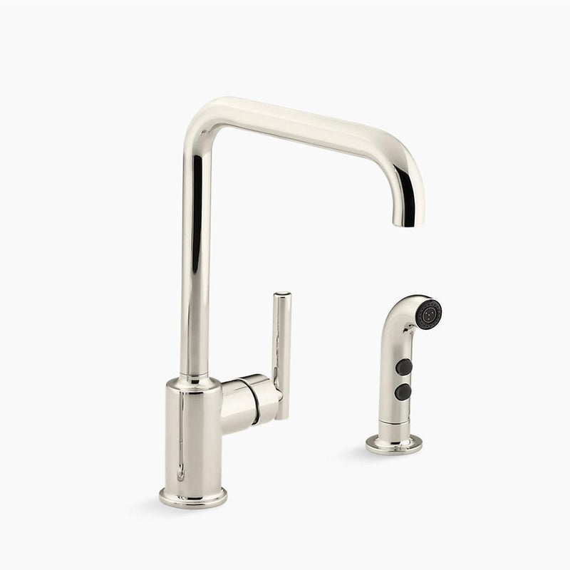 Purist Single-Handle Kitchen Faucet in Vibrant Polished Nickel with Side Spray