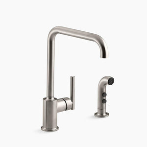 Purist Single-Handle Kitchen Faucet in Vibrant Stainless with Side Spray