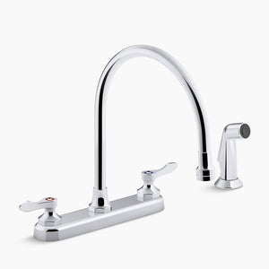 Triton Bowe Two-Handle Kitchen Faucet in Polished Chrome with Lever Handles and Side Spray