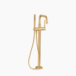 Purist Single-Handle Freestanding Bathtub Faucet in Vibrant Brushed Moderne Brass