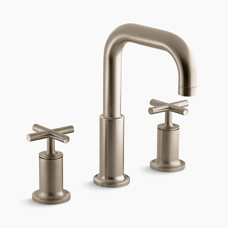 Purist Two Cross Handle Roman Tub Filler in Vibrant Brushed Bronze