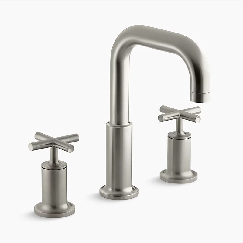 Purist Two Cross Handle Roman Tub Filler in Vibrant Brushed Nickel