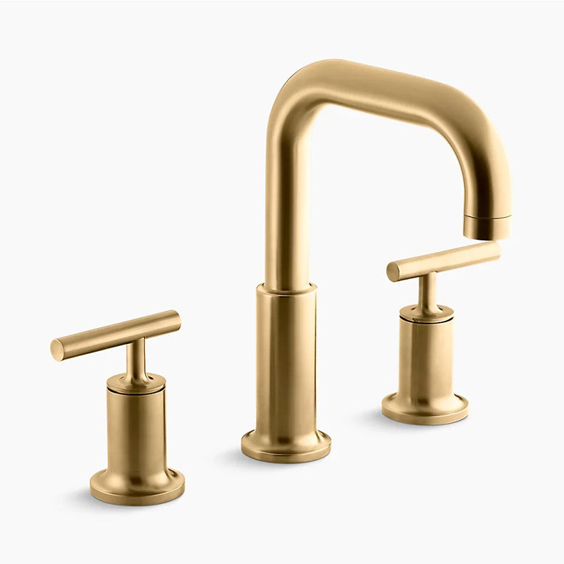 Purist Two Lever Handle Roman Tub Filler in Vibrant Moderne Brushed Gold