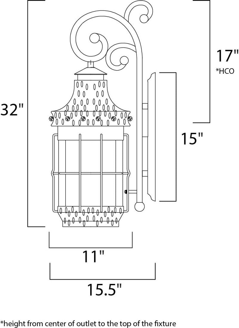 Nantucket 11' 4 Light Outdoor Wall Mount Light in Country Forge