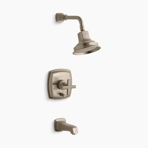 Margaux Single Cross Handle Pressure Balance Tub & Shower Faucet in Vibrant Brushed Bronze