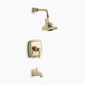 Margaux Single Lever Handle Tub & Shower Faucet in Vibrant French Gold