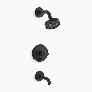 Purist 1.75 gpm Single Cross Handle Tub & Shower Faucet in Matte Black