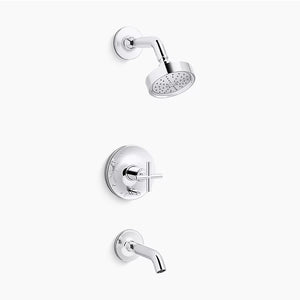 Purist 1.75 gpm Single Cross Handle Tub & Shower Faucet in Polished Chrome