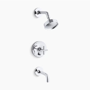 Purist 2.5 gpm Single Cross Handle Tub & Shower Faucet in Polished Chrome - 90 Degree Spout