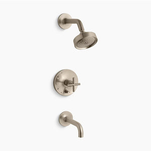Purist 2.5 gpm Single Cross Handle Tub & Shower Faucet in Vibrant Brushed Bronze