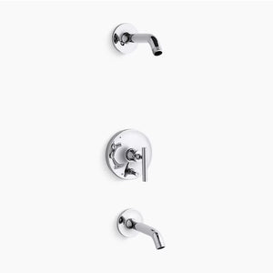 Purist Single Lever Handle Tub & Shower Faucet in Polished Chrome - 35 Degree Spout