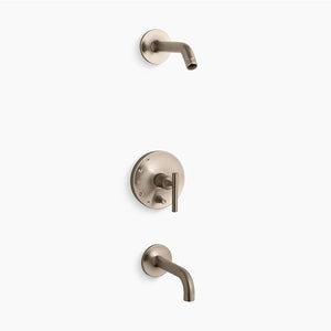 Purist Single Lever Handle Tub & Shower Faucet in Vibrant Brushed Bronze - 90 Degree Spout