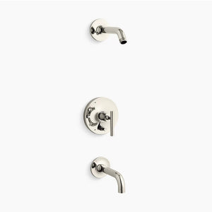 Purist Single Lever Handle Tub & Shower Faucet in Vibrant Polished Nickel - 90 Degree Spout