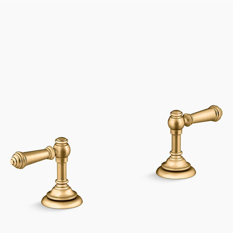 Artifacts Bathroom Faucet Lever Handles in Vibrant Brushed Moderne Brass