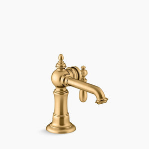 Artifacts Single-Hole Single-Handle Bathroom Faucet in Vibrant Brushed Moderne Brass