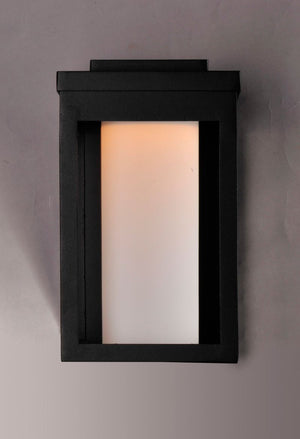 Salon 6' x 10' Single Light Outdoor Wall Mount Light in Black with Satin White Glass Finish