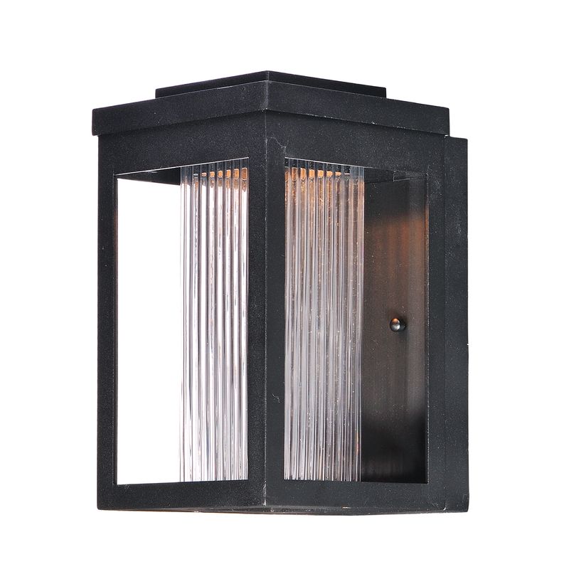 Salon 6' x 10' Single Light Outdoor Wall Mount in Black with Clear Ribbed Glass Finish