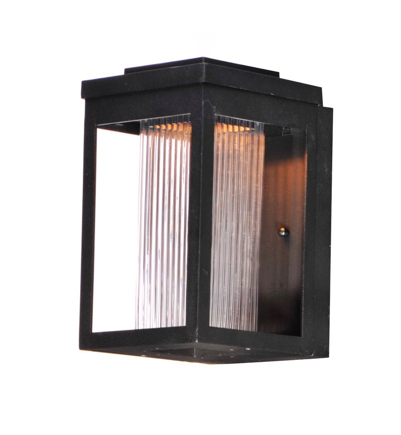 Salon 6' x 10' Single Light Outdoor Wall Mount Light in Black with Clear Ribbed Glass Finish