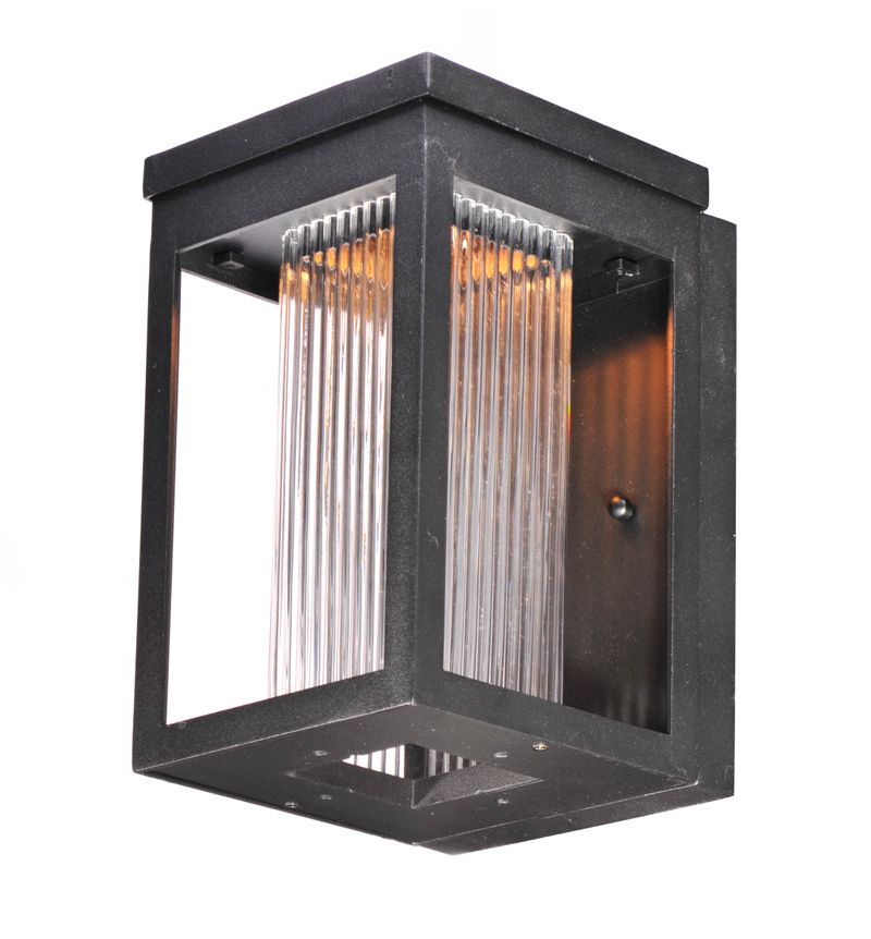 Salon 6' x 10' Single Light Outdoor Wall Mount Light in Black with Clear Ribbed Glass Finish