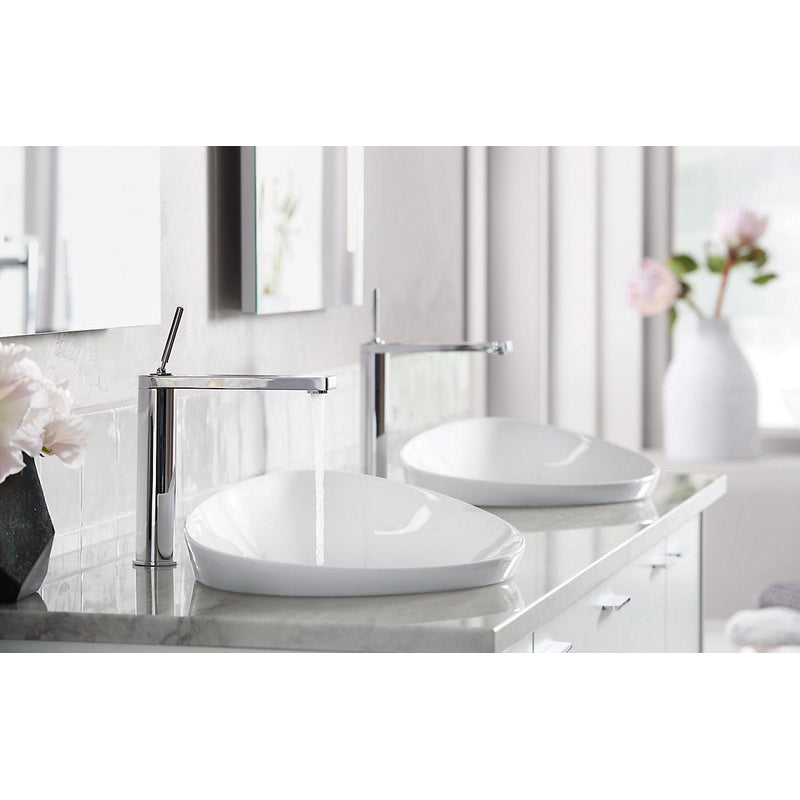 Composed Tall Vessel Joystick Single-Handle Bathroom Faucet in Polished Chrome