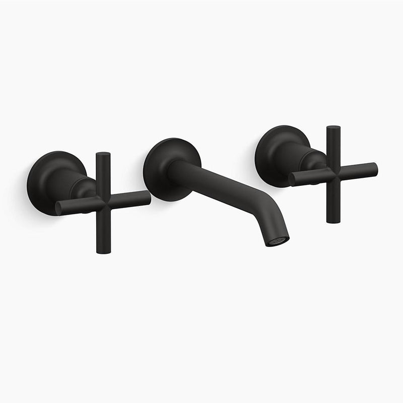 Purist Wall Mount Two-Handle Bathroom Faucet in Matte Black