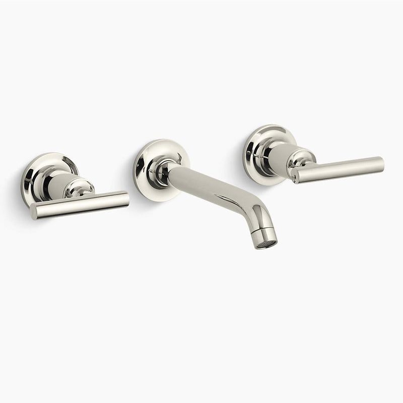 Purist Wall Mount Two-Handle Bathroom Faucet in Vibrant Polished Nickel
