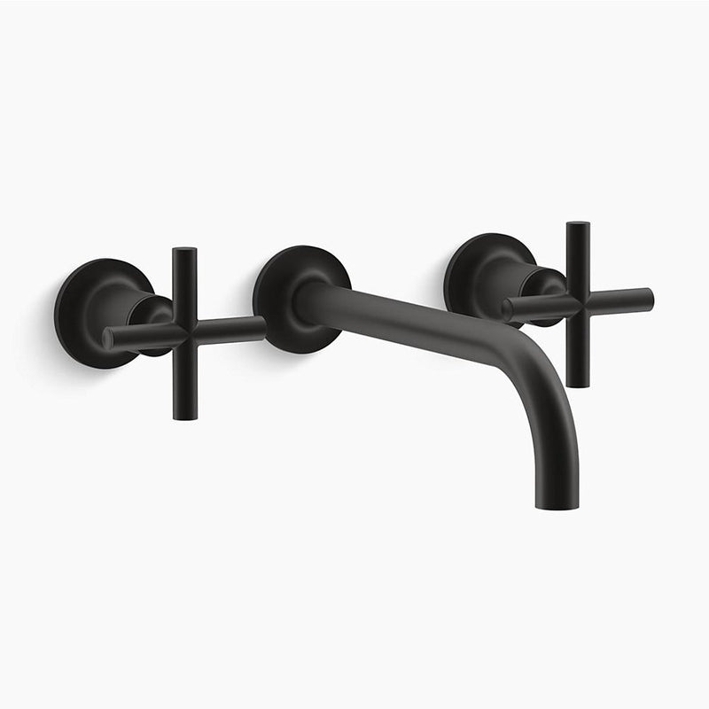 Purist 9' Wall Mount Two-Handle Bathroom Faucet in Matte Black