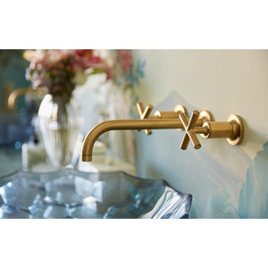 Purist 9' Wall Mount Cross Two-Handle Bathroom Faucet in Vibrant Brushed Bronze