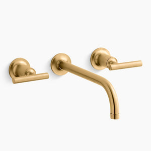 Purist 9' Wall Mount Two-Handle Bathroom Faucet in Vibrant Brushed Moderne Brass