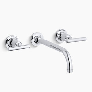 Purist Wall Mount Lever Two-Handle Bathroom Faucet in Polished Chrome