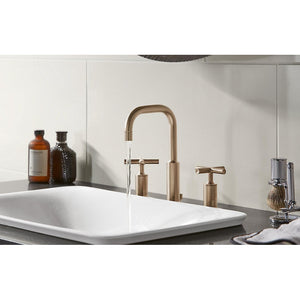 Purist Widespread Cross Two-Handle Bathroom Faucet in Vibrant Brushed Moderne Brass