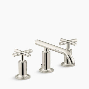 Purist Widespread Cross Two-Handle Bathroom Faucet in Vibrant Polished Nickel