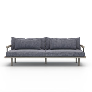 Nelson Solano Outdoor Sofa in Faye Navy and Bronze and Weathered Grey FSC (94.5' x 37.5' x 31.75')