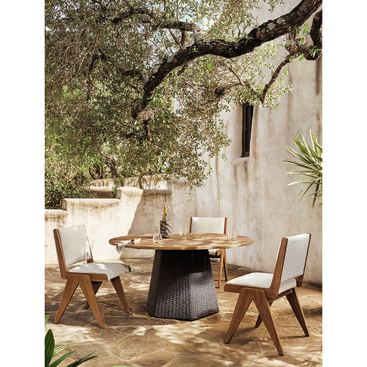 Colima Solano Outdoor Dining Chair in Natural Teak (22.75" x 21.75" x 35.5")
