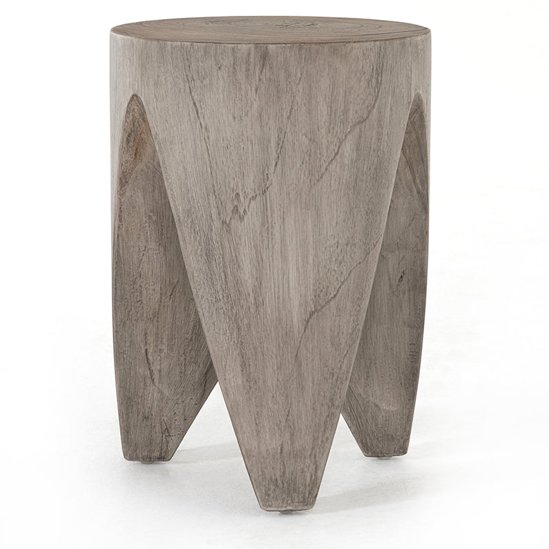 Petros Grass Roots Outdoor End Table in Weathered Grey Teak (12' x 12' x 17')
