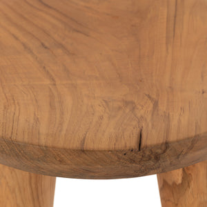 Zuri Grass Roots Outdoor End Table in Aged Natural Teak (18' x 18' x 20')
