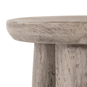Zuri Grass Roots Outdoor End Table in Weathered Grey Teak (18' x 18' x 20')