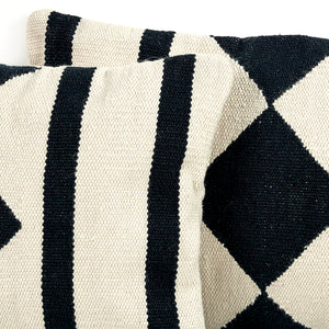 Domingo Nomad Geometric Outdoor Pillow in Coconut Milk and Flat Black and White (16' x 0' x 24')
