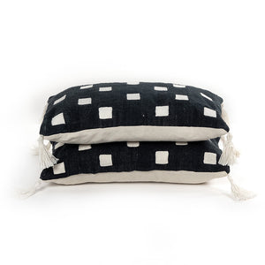 Domingo Nomad Square Outdoor Pillow in Coconut Milk and Flat Black and White (24' x 0' x 16')