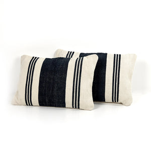 Domingo Nomad Striped Outdoor Pillow in Coconut Milk and Flat Black and White (16' x 0' x 24')