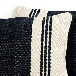 Domingo Nomad Striped Outdoor Pillow in Coconut Milk and Flat Black and White (16' x 0' x 24')