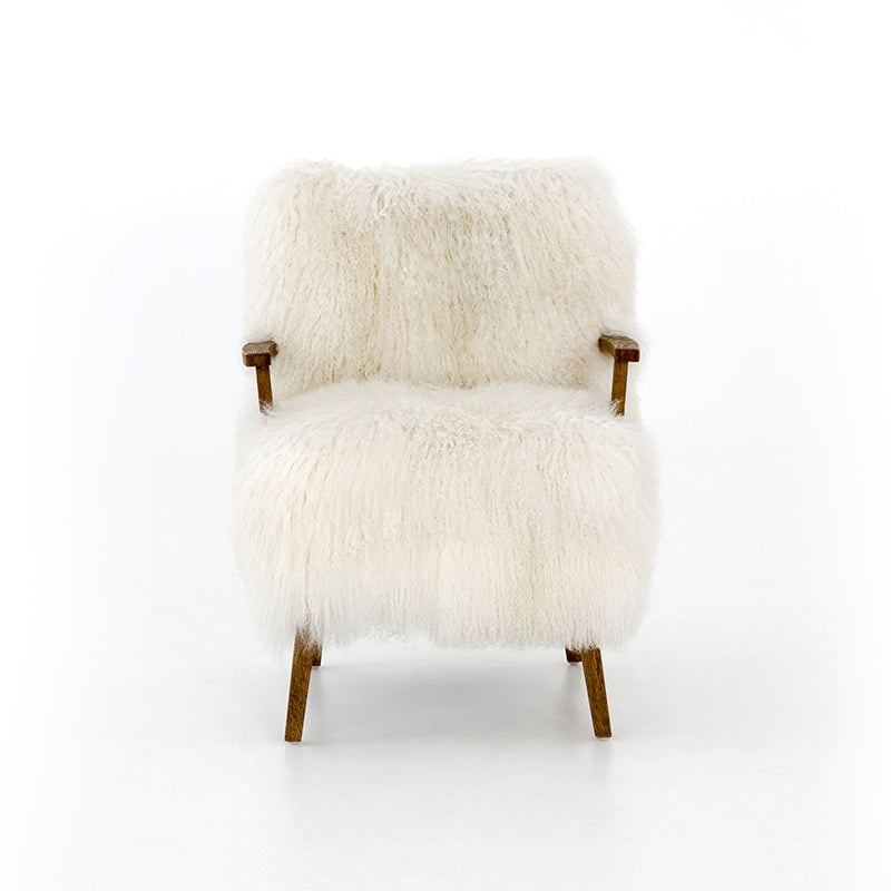 Ashland Chair in Mongolia Cream Fur (24.5' x 29.25' x 32')