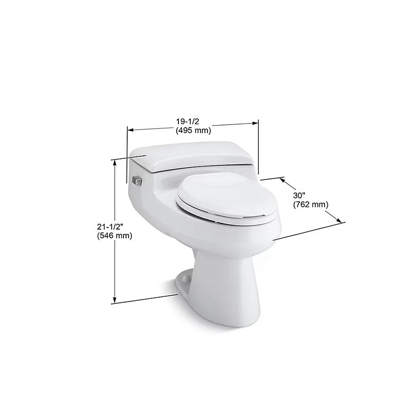 San Raphael Comfort Height Elongated 1.0 gpf One-Piece Toilet in Ice Grey