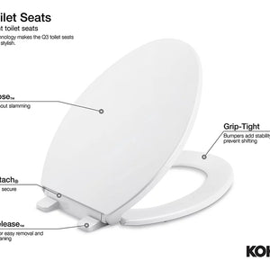 Kohler Reveal Nightlight Quiet-Close Elongated Toilet Seat in Ice Grey -  75792-95 – Vevano
