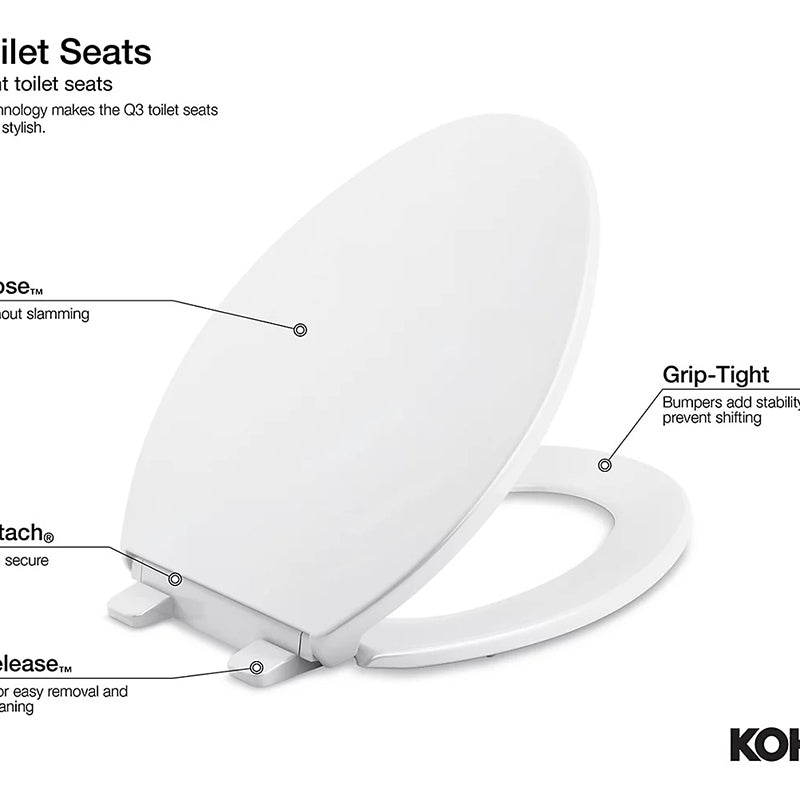 Kohler Reveal Nightlight Quiet-Close Elongated Toilet Seat in Ice
