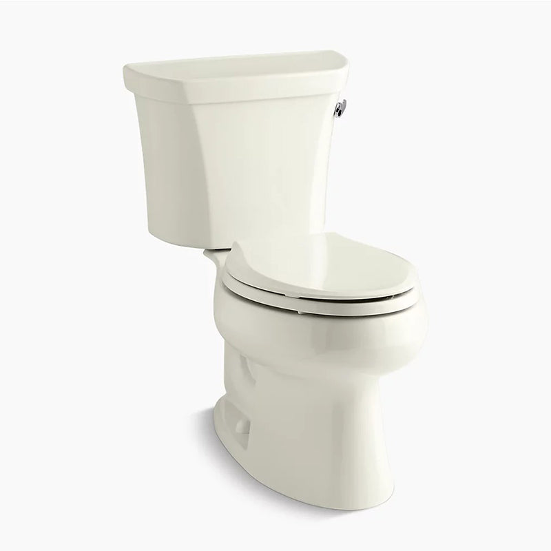 Wellworth Elongated 1.28 gpf Two-Piece Toilet in Biscuit with Right Hand Trip Lever